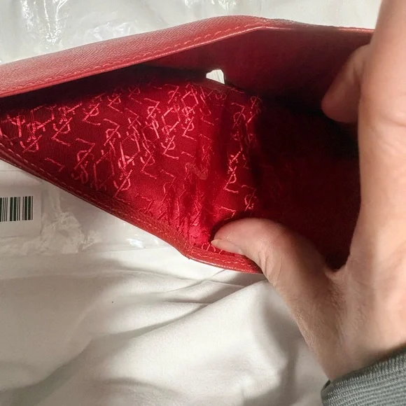 Yves Saint Laurent Red Leather Wallet NOT going lower. Will relist @ $260 soon - Picture 6 of 10